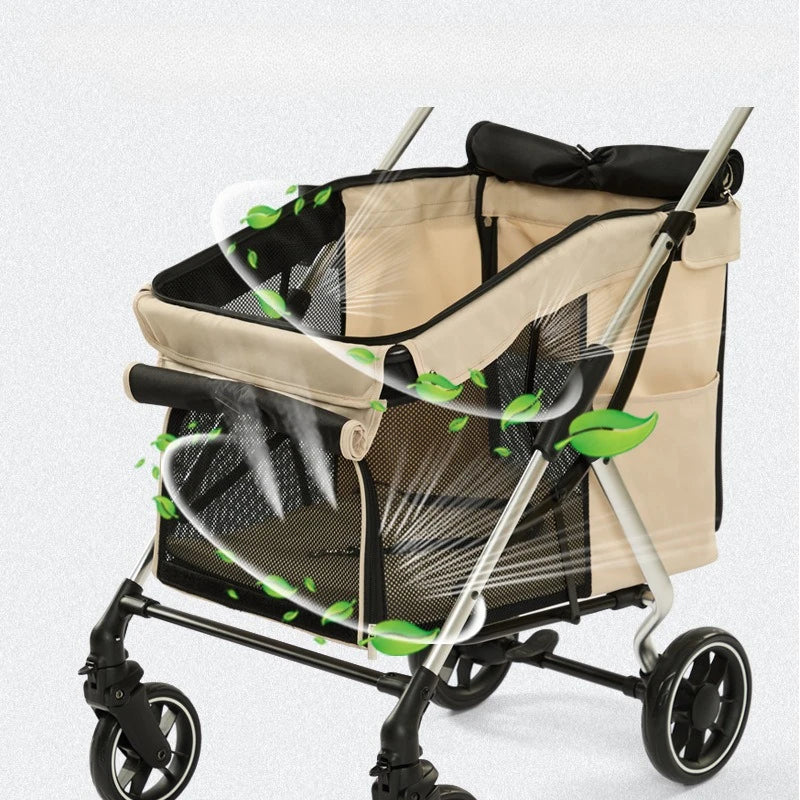 Poussette de Transport Pliable et Robuste pour Grands Chiens (Jusqu'à 20 kg) | Châssis en Aluminium