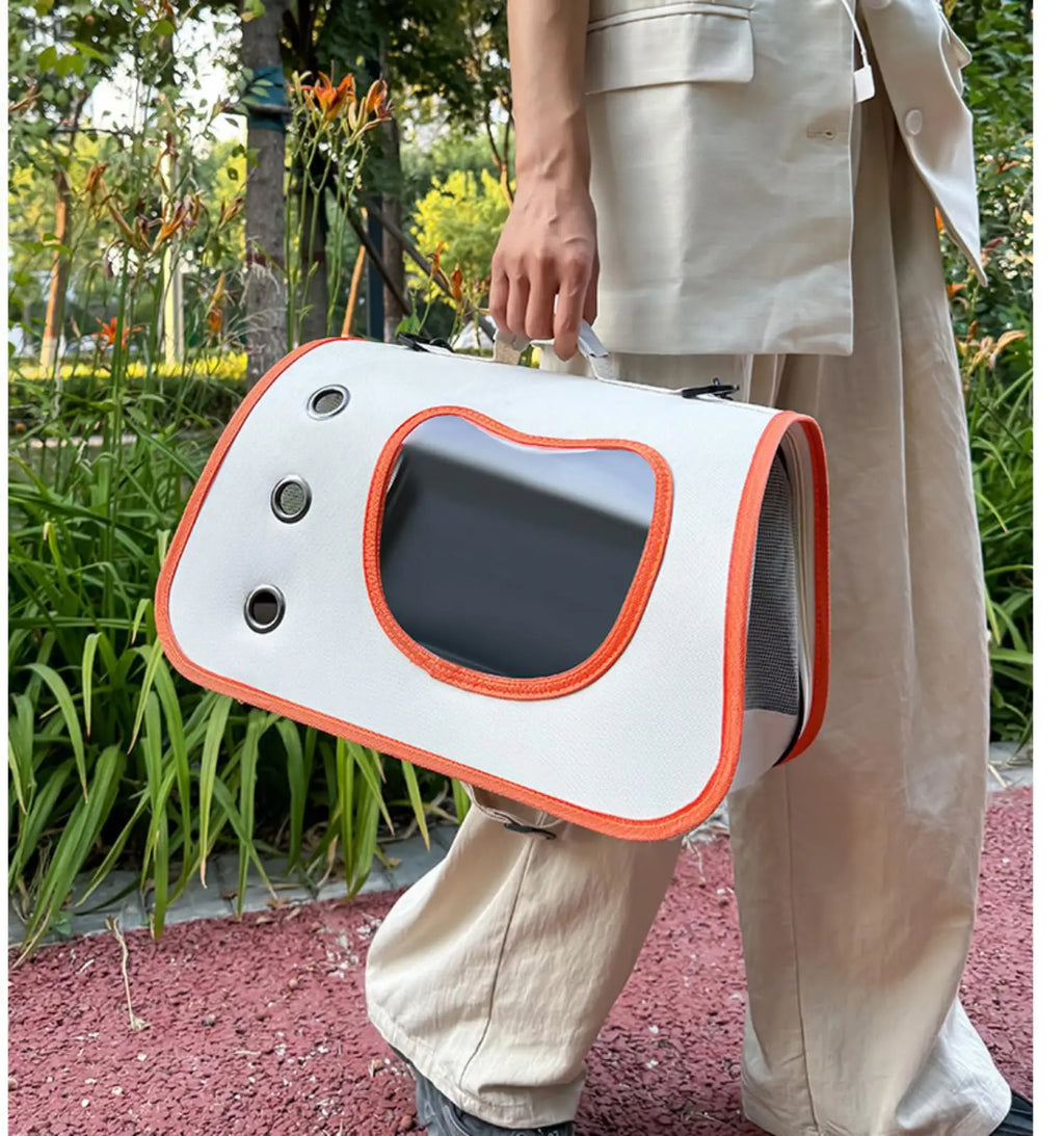 Sac de Transport Pliable Tissu Oxford (XXL) | Fenêtre Transparente PVC, Maille Respirante, Poids Léger & Durable (Chats et Petits Chiens)