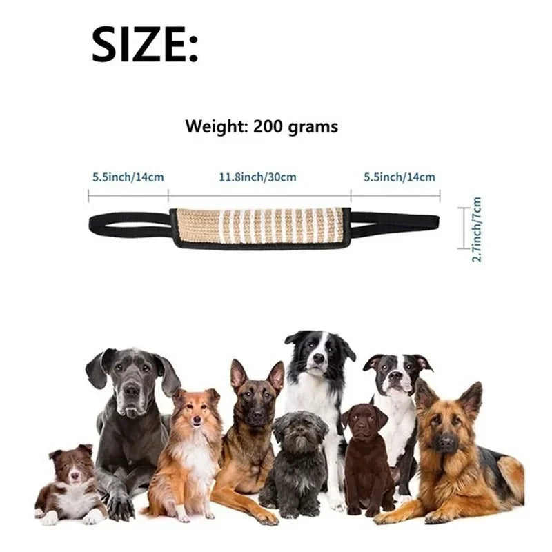 Jouet d'Entraînement : Coussin de Morsure en Jute Durable | 2 Poignées Solides pour le Tire à la Corde et le Jeu Interactif (Toutes Tailles)