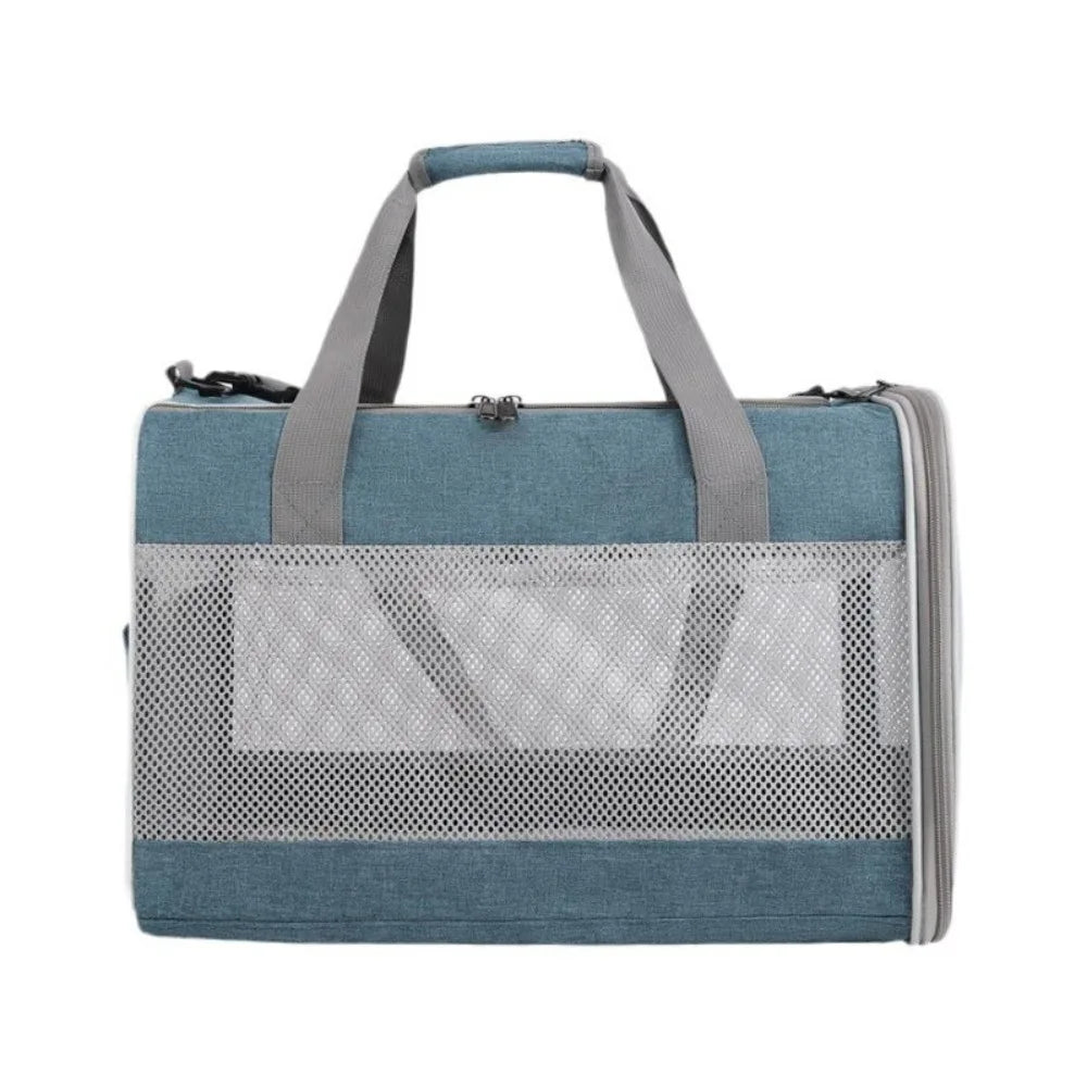 Sac de Transport Pliable en Maille Respirante (43 cm) | Tissu Oxford Durable, Double Fermeture Éclair & Poignée Confortable (Voyage Chat & Chien)