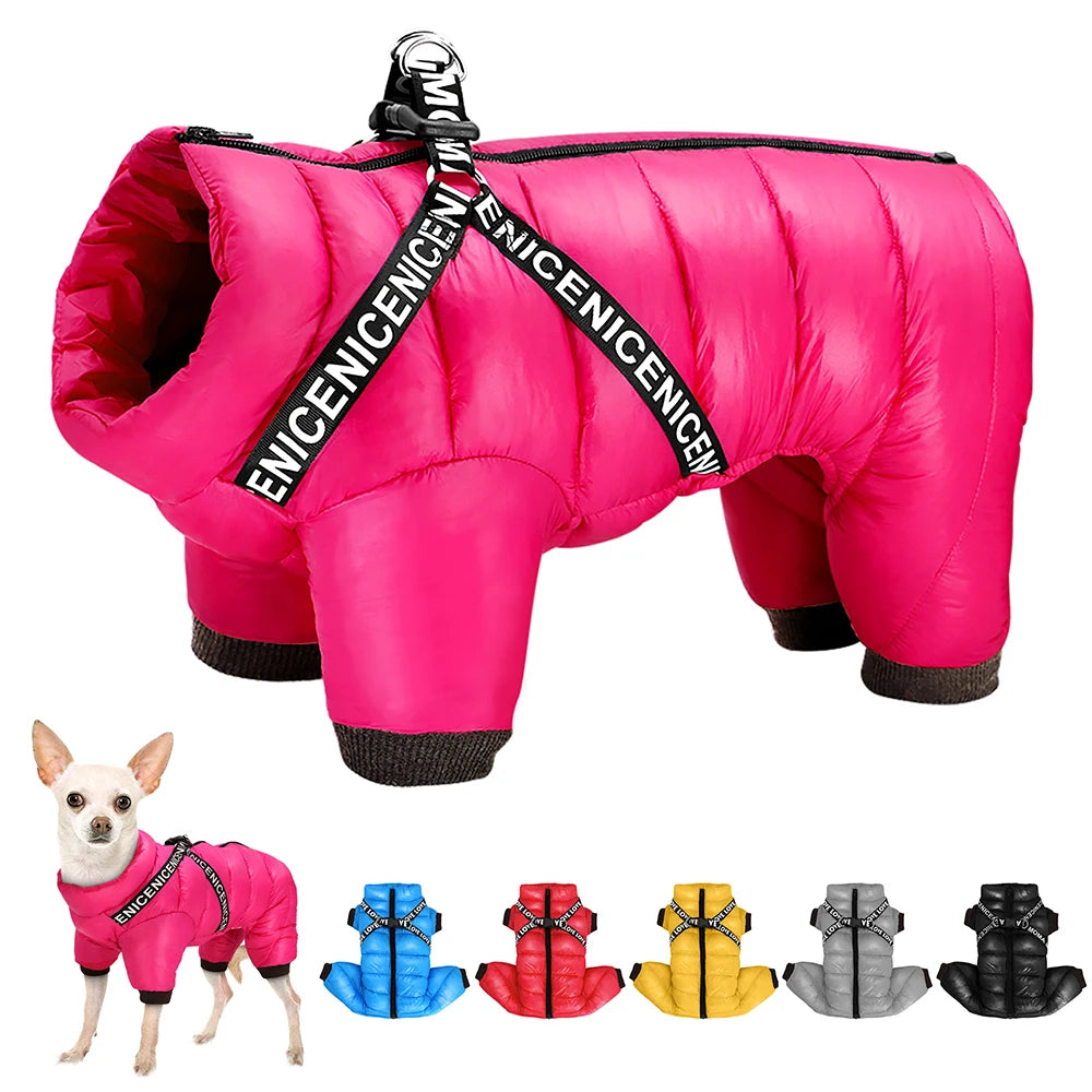 Veste d'Hiver Super Chaude avec Harnais Intégré | Manteau Imperméable, Doux pour Petit et Moyen Chien (Chihuahua, Bulldog Français)
