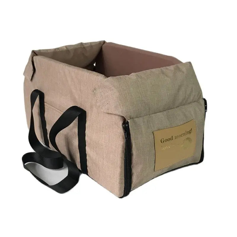 Lit de Voyage Auto pour Console Centrale (42 cm) | Siège de Sécurité Portable, Amovible, Lavable & Tissu Oxford Imperméable (Petits/Moyens Chiens)
