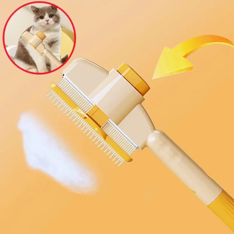 Brosse de Toilettage Autonettoyante à Bouton Unique | Épilateur Massant en Acier Inoxydable pour Chien et Chat